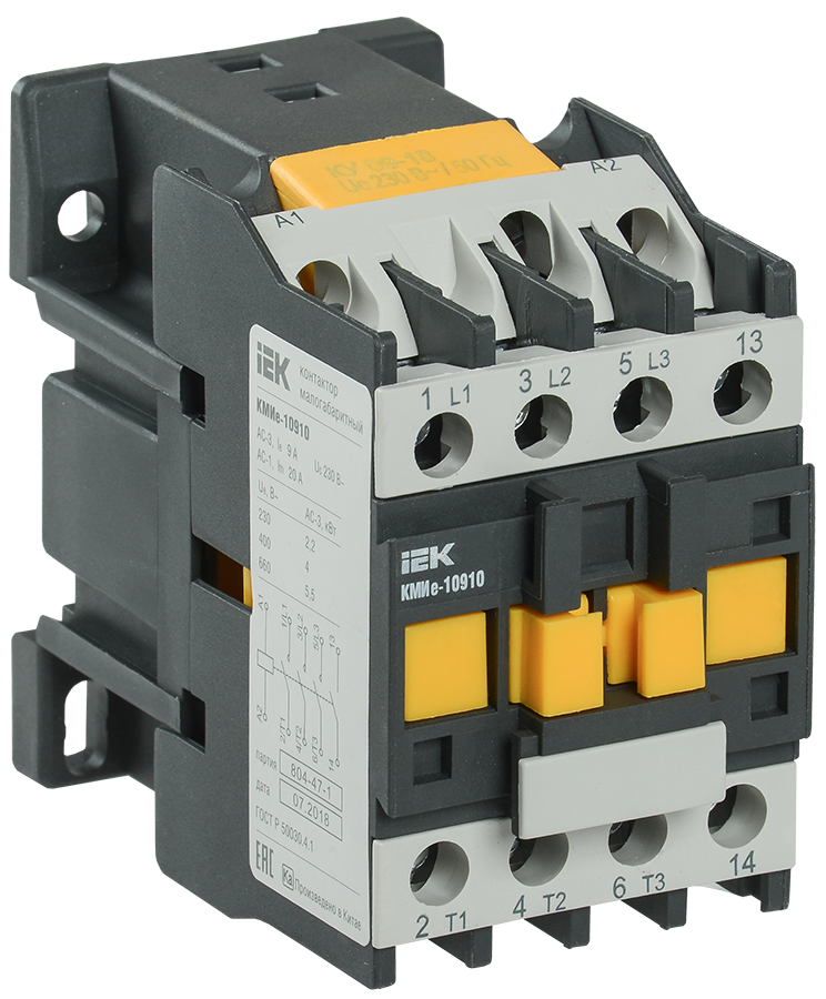 

Контактор 12А 400 В, AC, 1НО, IEK КМИе-11210 (KKME11-012-400-10), КМИе-11210