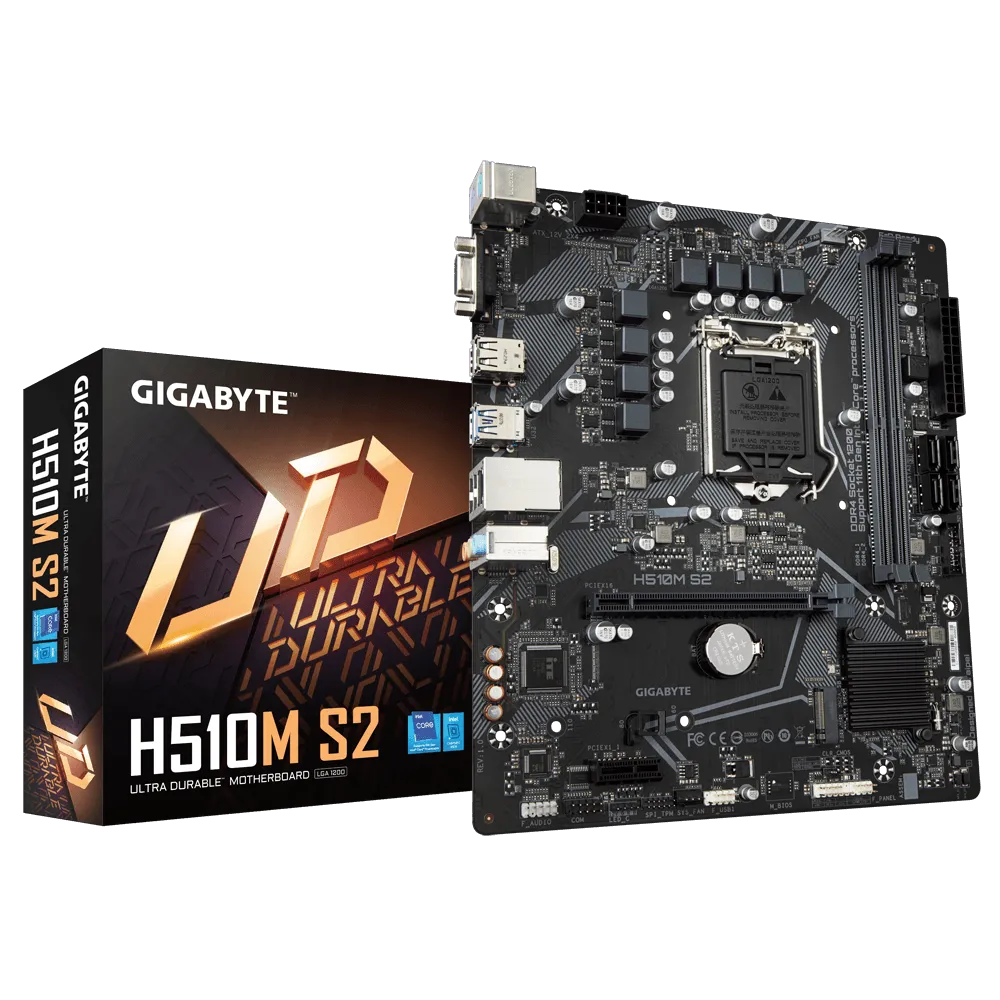 

Материнская плата GIGABYTE H510M S2, Socket1200, Intel H510, 2xDDR4, PCI-Ex16, 4SATA3, 7.1-ch, GLAN, 4USB 3.2, VGA, mATX, Retail, H510M S2