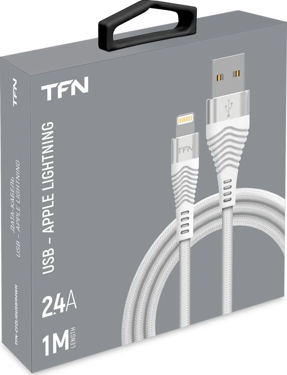 

Кабель USB-Lightning 8-pin, 2.4A, 1м, белый TFN Forza (CFZLIGUSB1MWH), Forza