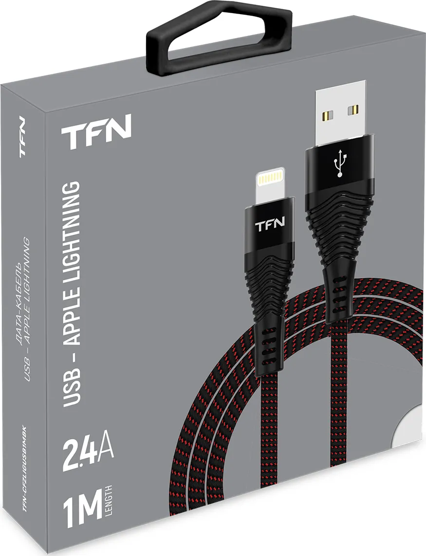 

Кабель Lightning 8-pin-USB, 2.4A, 1м, черный TFN Forza (CFZLIGUSB1MBK), Forza
