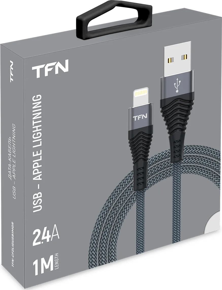 

Кабель USB-Lightning 8-pin, 2.4A, 1м, серый TFN Forza (CFZLIGUSB1MGR), Forza