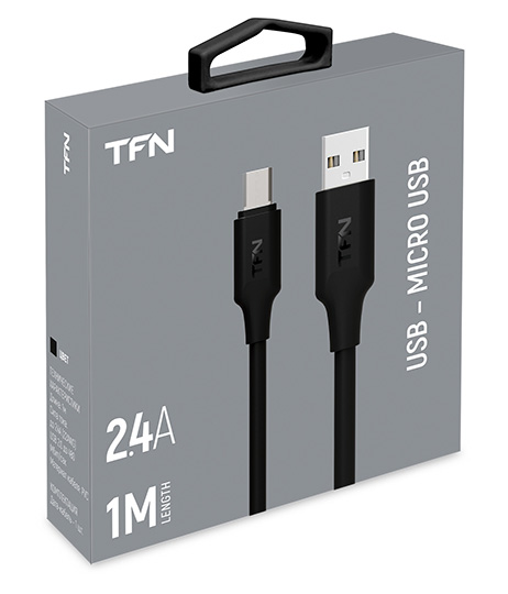 

Кабель USB-Micro USB, 2.4A, 1м, черный TFN (CMICUSB1MBK)