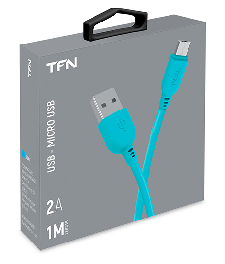 

Кабель USB 2.0(Am)-Micro USB 2.0(Bm), 2.4A, 1м, голубой TFN (CMIC1MPVCBL), 0