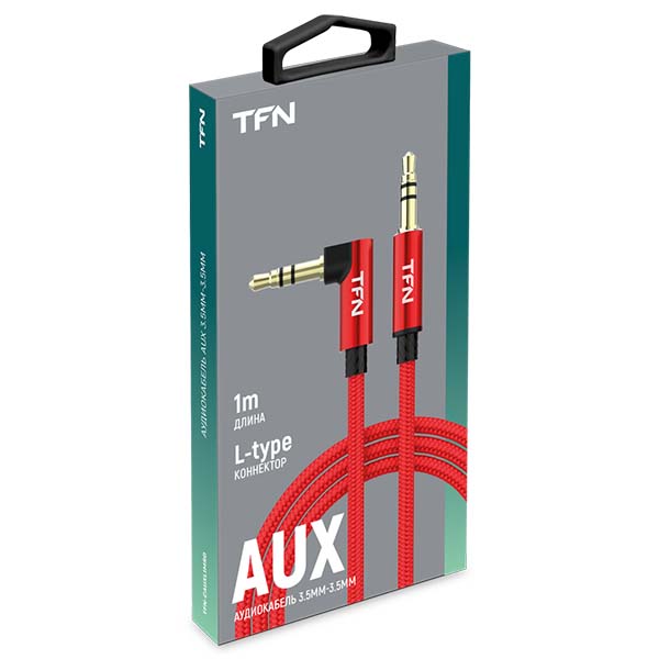 

Кабель Jack 3.5mm(M)-Jack 3.5mm(M) угловой, 1м, красный TFN (CAUXL1MRD)