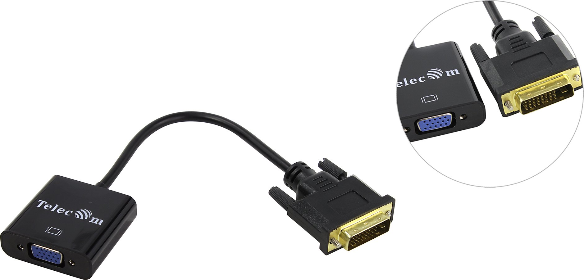 

Кабель-переходник (адаптер) DVI-D(25M)-VGA(15F) Telecom
