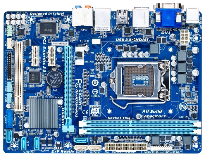 Материнская плата GIGABYTE GA-H77M-HD3, Socket1155, Intel H77, mATX