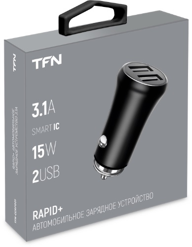 Автомобильное зарядное устройство TFN RAPID, 2xUSB, 3.1А, черный (CCRPD01)