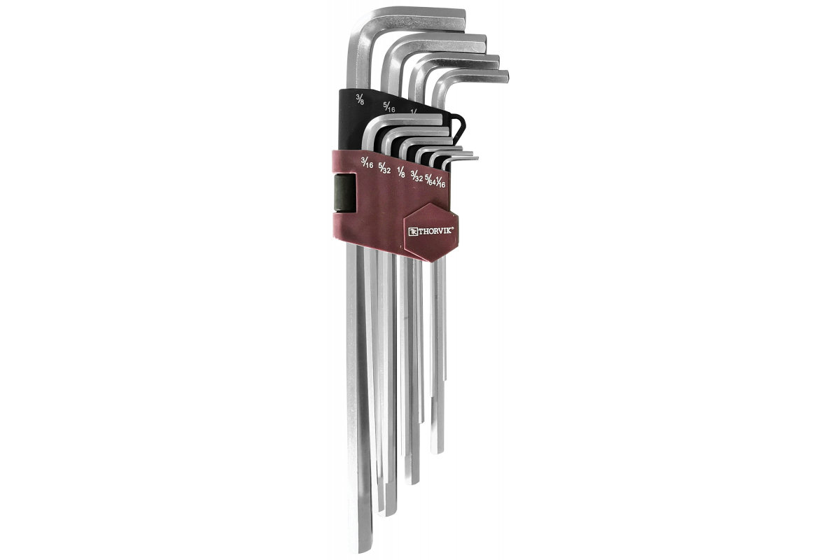 Набор имбусовых удлиненных ключей, S2 сталь, ключи: имбусовые - 10шт., пластиковый держатель, Thorvik HKIL10S (53099) - фото 1