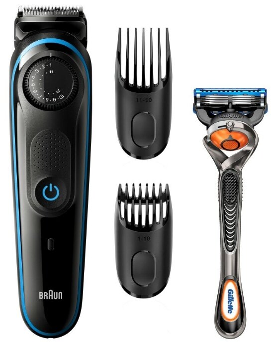 

Триммер Braun BT3240, режимов 1, насадок 2, черный/синий (BT3240), BT3240