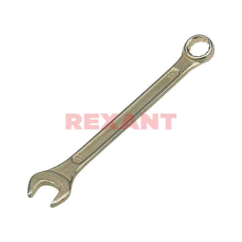 Ключ гаечный комбинированный 11x11 мм, углеродистая сталь, REXANT ZINC (12-5806-2)