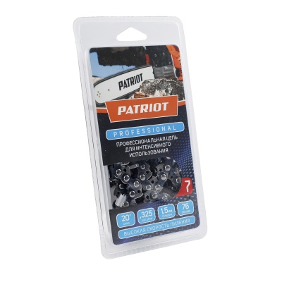 

Цепь пильная PATRIOT Professonal 21LP-76E шаг 0.325", звеньев: 76шт., ширина паза: 1.5мм, длина шины: 20" (862321010), 21LP-76E