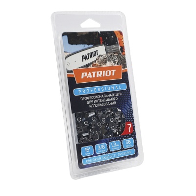 

Цепь пильная PATRIOT 91LP-56E шаг 3/8", звеньев: 56шт., ширина паза: 1.3мм, длина шины: 40см/16" (862321040), 91LP-56E