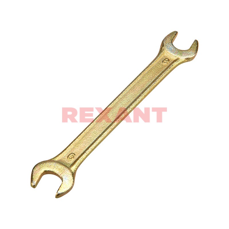 Ключ гаечный рожковый 8x9 мм, углеродистая сталь, REXANT ZINC (12-5822-2)