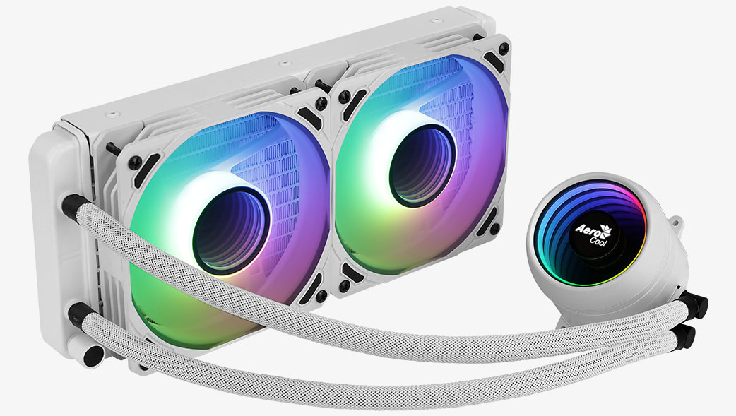 

Жидкостное охлаждение AeroCool Mirage L240 для Socket 115x/2066/2011/2011-3/1200/775/AM4/AM3/AM3+/FM1/AM2+/FM2/FM2+, 400Вт, 2x120мм, ARGB (Mirage L240 WH), Mirage L240