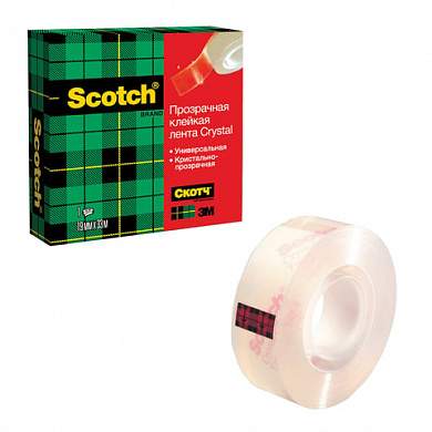 Клейкая лента канцелярская 19мм x 33м односторонняя прозрачный Scotch 260₽