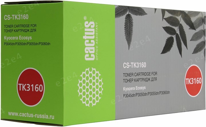 

Картридж Cactus CS-TK3160 черный (12500стр.) для Kyocera Ecosys P3045dn/P305 (плохая упаковка), CS-TK3160