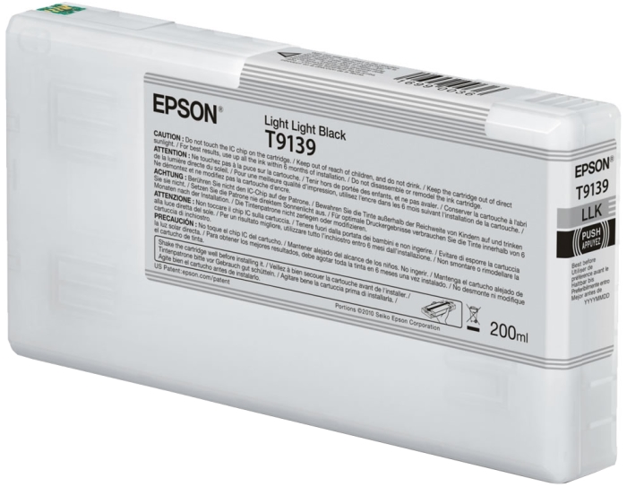 

Картридж струйный Epson T9139 (C13T913900), светло-серый, оригинальный, объем 200 мл для Epson SureColor SC-P5000/SC-P5000 Spectro/SC-P5000V/SC-P5000V Spectro, T9139