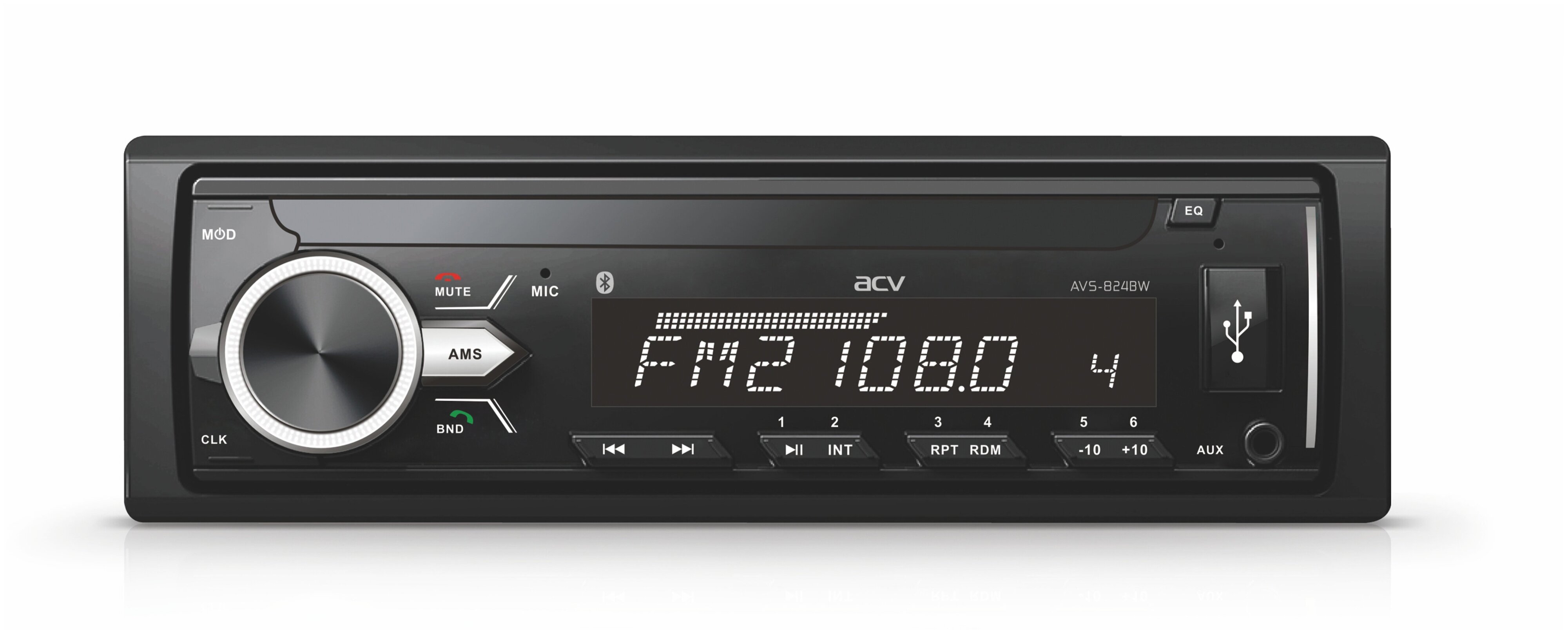 

Автомагнитола ACV AVS-824BW, 1 DIN, 4x45 Вт, USB, черный (1561336), AVS-824BW