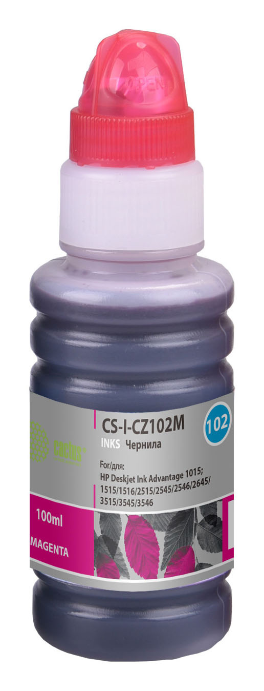 

Чернила Cactus CZ102M, 100 мл, пурпурный, совместимые для Deskjet Ink Advantage 1015/1515/2515/2545 (CS-I-CZ102M), CZ102M