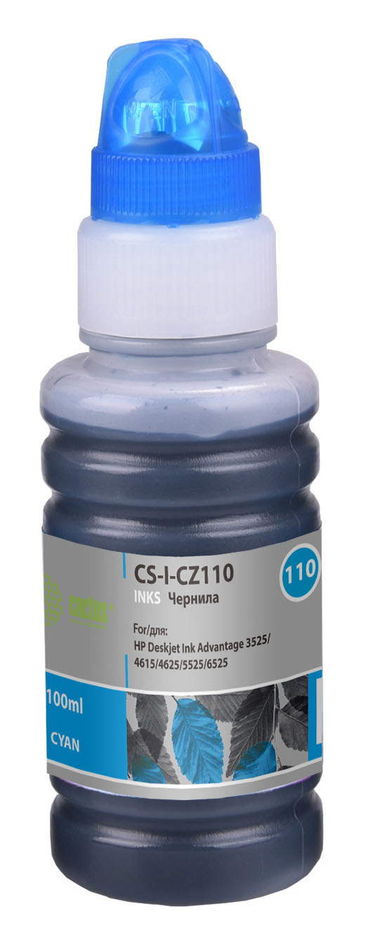 

Чернила Cactus CZ110, 100 мл, голубой, совместимые для DJ IA 3525/5525/4525 (CS-I-CZ110), CZ110