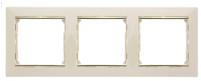 Рамка Legrand Valena, горизонтальная, 3-поста, бежевая/золото (774153), цвет бежевая/золото - фото 1
