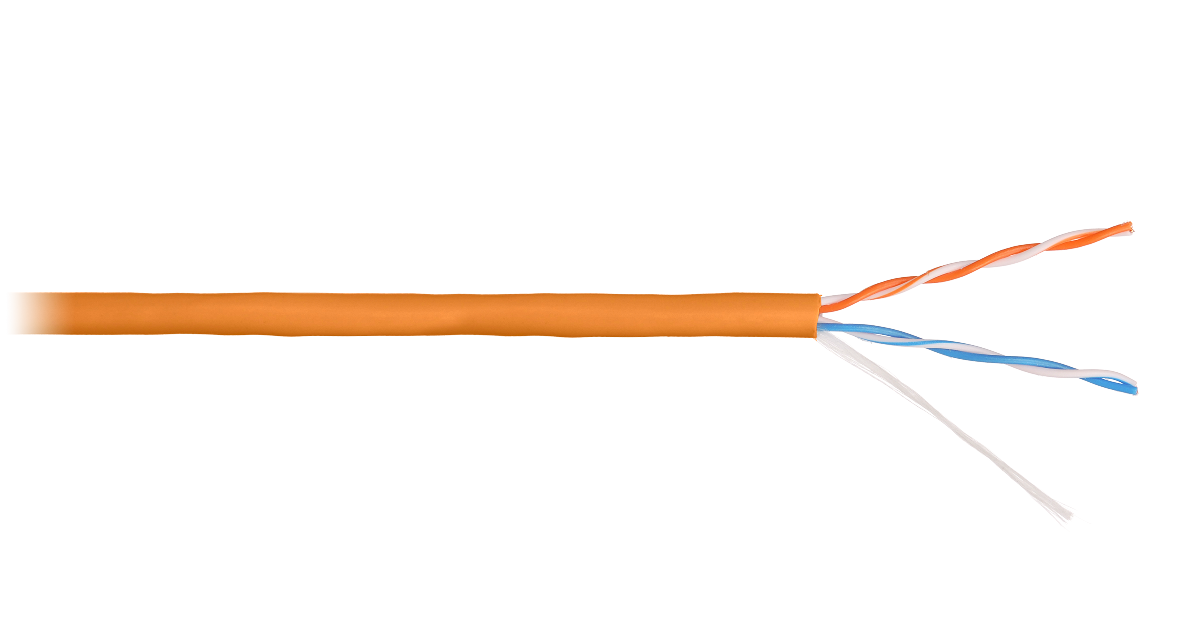 Витая пара UTP кат.5, 2 пары, CU, 0.49 мм, 305м., внутренний, одножильный, LSZH, оранжевый, NIKOLAN (NKL 2110C-OR)