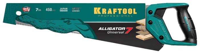 

Ножовка по дереву Kraftool Alligator Universal 7, шаг зубьев 7 мм, длина полотна 450 мм (15004-45_z01)