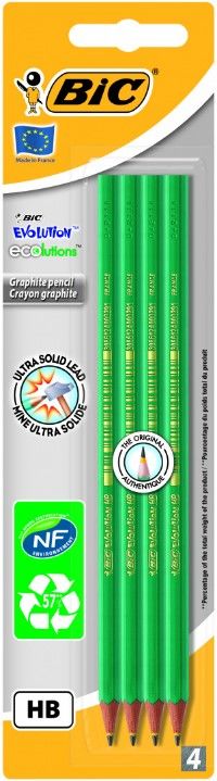 

Карандаш чернографитный HB, шестигранная форма, 4 шт., бирюзовый, BIC Evolution 8902764, 8902764