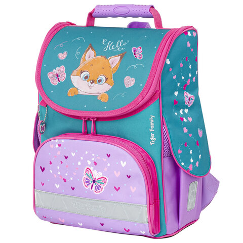 

Ранец ЮНЛАНДИЯ TIGER FAMILY Cute fox, анатомическая, вентилируемая, формоустойчивая спинка, 1 отделение, бирюзовый/розовый (229986)