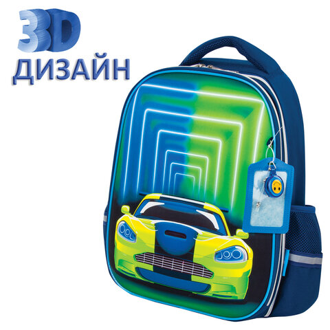

Ранец ЮНЛАНДИЯ LIGHT Neon car, анатомическая, вентилируемая, формоустойчивая спинка, 2 отделения, синий/зеленый (229917)