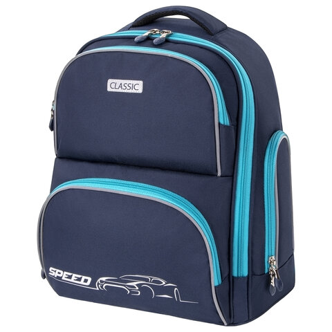 

Рюкзак Brauberg CLASSIC Speed, анатомическая, вентилируемая, формоустойчивая спинка, 1 отделение, голубой (270088)