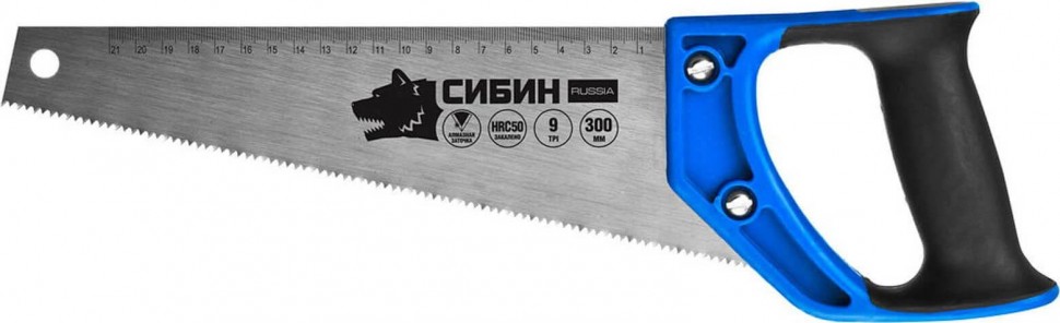 Ножовка по дереву СИБИН, шаг зубьев 3 мм, длина полотна 300 мм (15056-30)