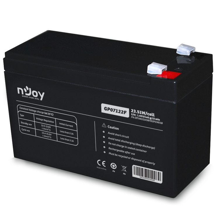 

Аккумуляторная батарея nJoy, 12V, 7Ah (GP07122F), Черный, 0