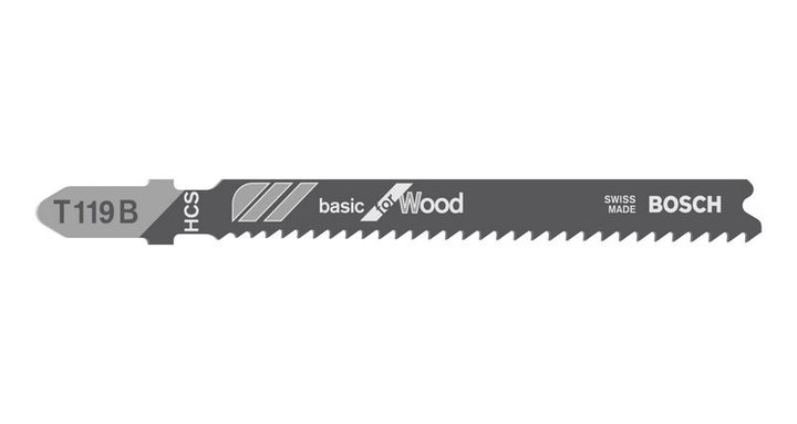 

Пилка для лобзика Bosch T119B L92мм, прямой рез, ДВП, дерево, ДСП, фанера, 5шт. (2608630037), T119B