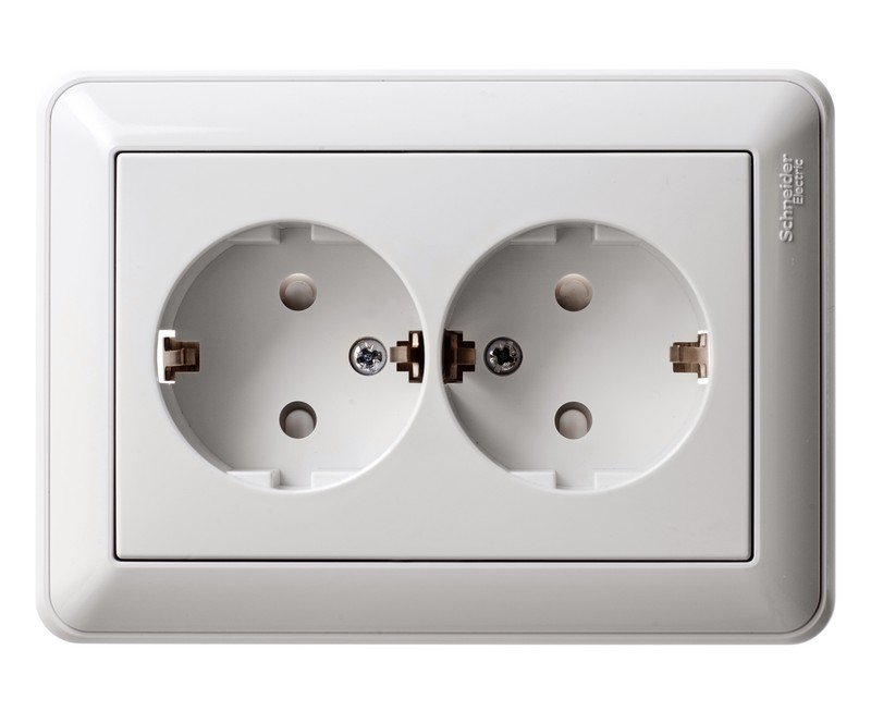 

Розетка Schneider Electric W59, скрытый монтаж, 2-х постовая/модулей: 1, с з/к, со шторками, 16A, в сборе, IP20, белый (RS16-255-18)