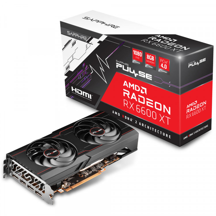 

Видеокарта Sapphire AMD Radeon RX 6600 XT Pulse OC, 8Gb DDR6, 128bit, PCI-E, HDMI, 3DP, Retail (11309-03-20G), Pulse OC