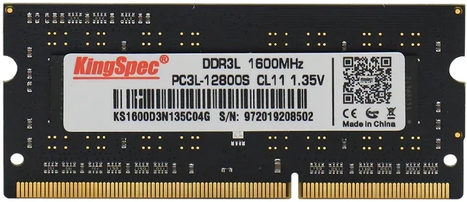 

Память DDR3 SODIMM 4Gb, 1600MHz, CL11, 1.35V KingSpec Laptop (DDR3-NB-4GB), DDR3-NB-4GB