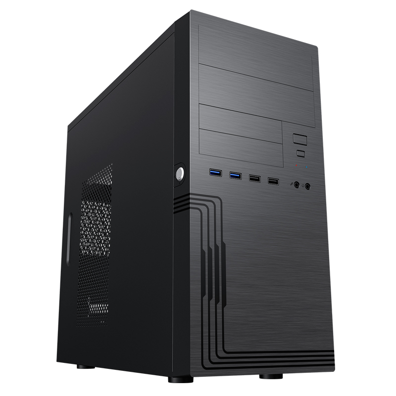 Корпус Powerman ES555, mATX, Mini-Tower, 2xUSB 3.0, черный, 450 Вт (6141875)