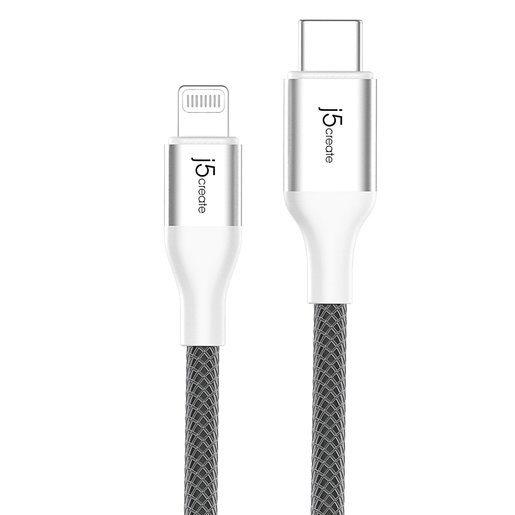 

Кабель USB Type-C (m)-Lightning 8-pin, OTG, MFi, 1.2м, белый j5create (JLC15W)