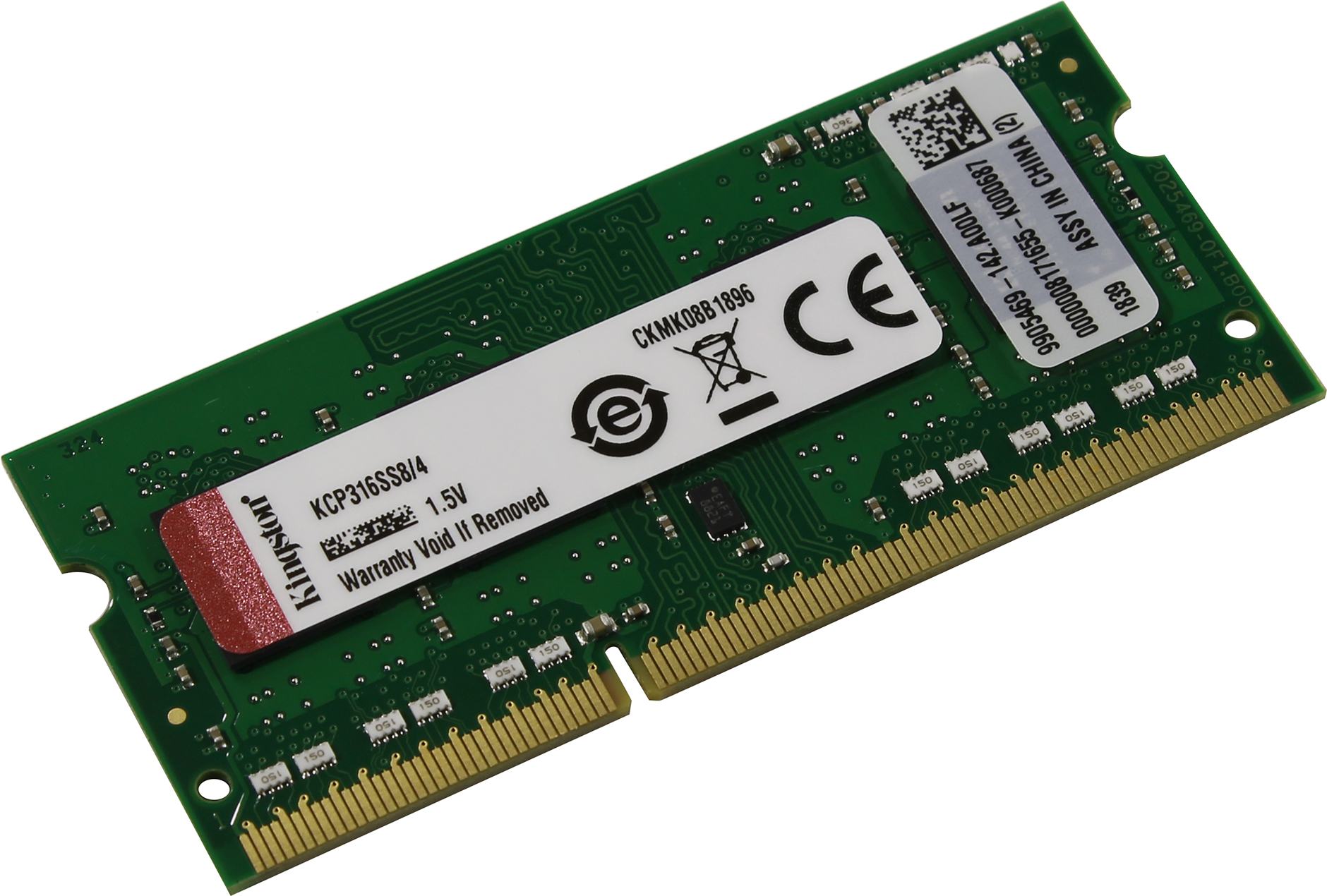 

Память DDR3 SODIMM 4Gb, 1600MHz, CL11, 1.5V Kingston (KCP316SS8/4), KCP316SS8/4