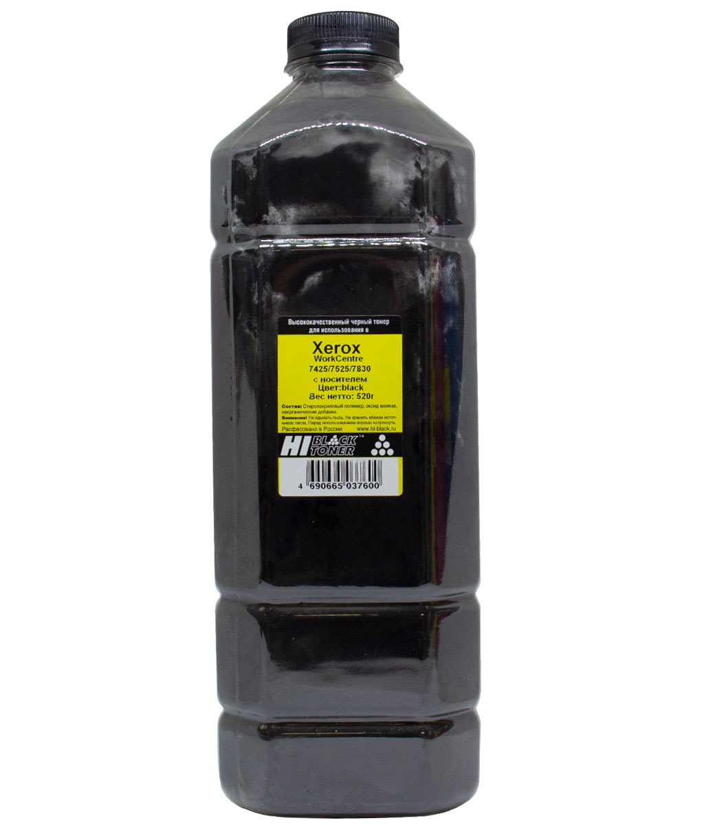 

Тонер Hi-Black, канистра 520 г, черный, совместимый для Xerox WorkCentre 7428/7435/7525/7530/7535/7545/7556/7830/7835/7845/7855, с носителем