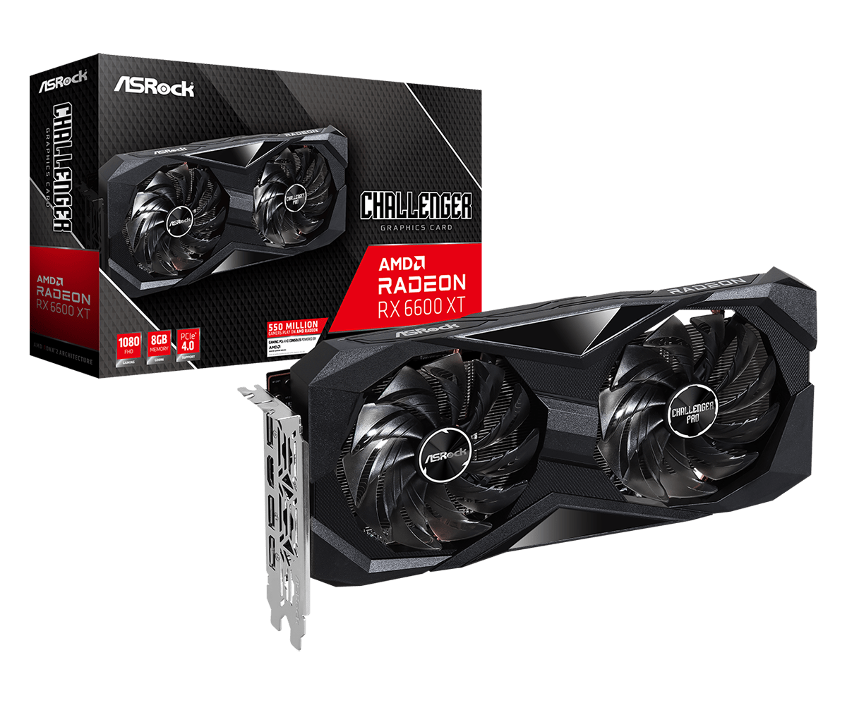

Видеокарта ASRock AMD Radeon RX 6600 XT Challenger D OC, 8Gb DDR6, 128 бит, PCI-E, HDMI, 3DP, Retail (RX6600XT CLD 8GO), Challenger D OC