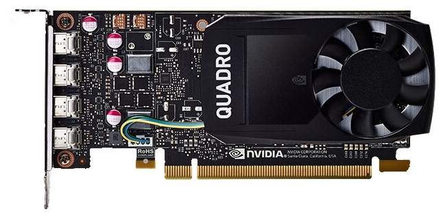 Видеокарта PNY NVIDIA Quadro P1000, 4Gb DDR5, 128bit, PCI-E, 4miniDP, Bulk (VCQP1000V2-SB)