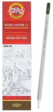 

Карандаш чернографитный 4H, шестигранная форма, серый, KOH-I-NOOR 1860 4H (186004H00104), 1860 4H