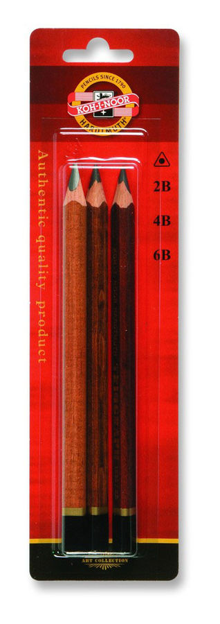 

Карандаш чернографитный 2B,4B,6B, треугольная форма, 3 шт., ассорти, KOH-I-NOOR Triograph 1833 2B-6B (1833003001BL), 1833 2B-6B