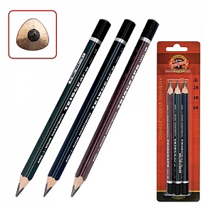 

Карандаш чернографитный 2B,4B,6B, треугольная форма, 3шт., Чёрный, KOH-I-NOOR Triograph 1835 2B-6B (1835003001BL), 1835 2B-6B