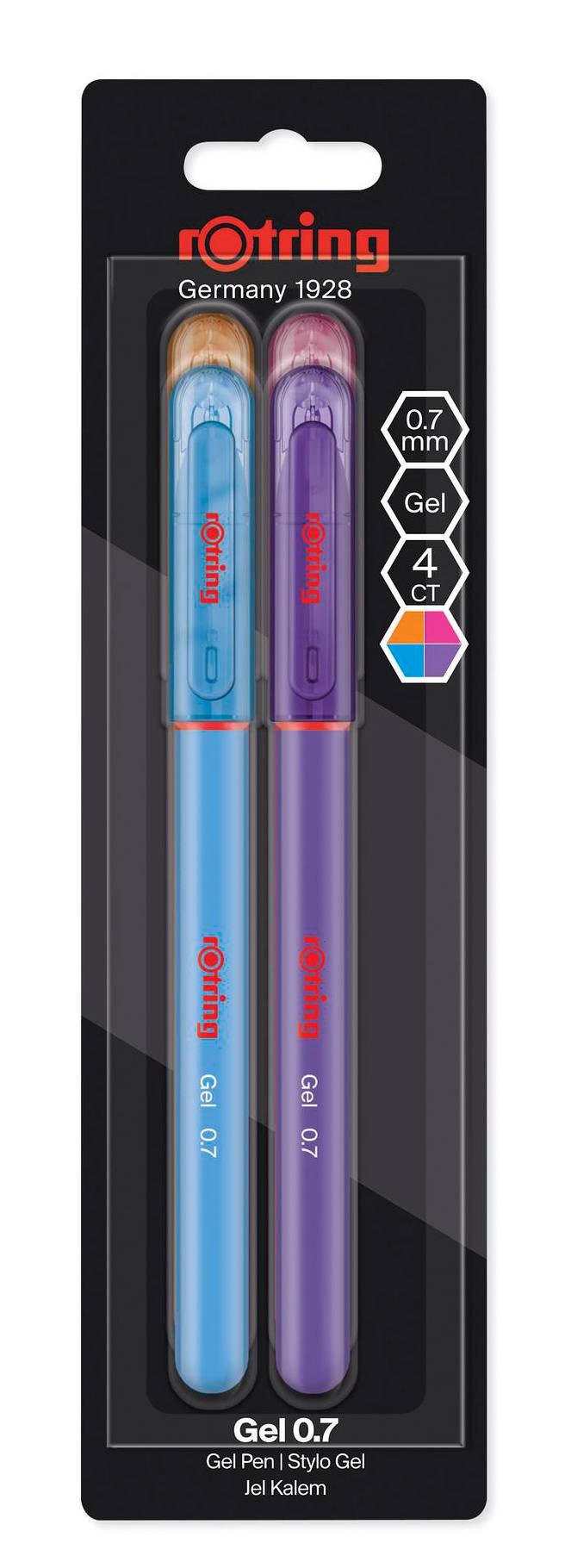 

Набор гелевых ручек Rotring GEL 2115364, 4шт., колпачок, блистер (2115364), 2115364