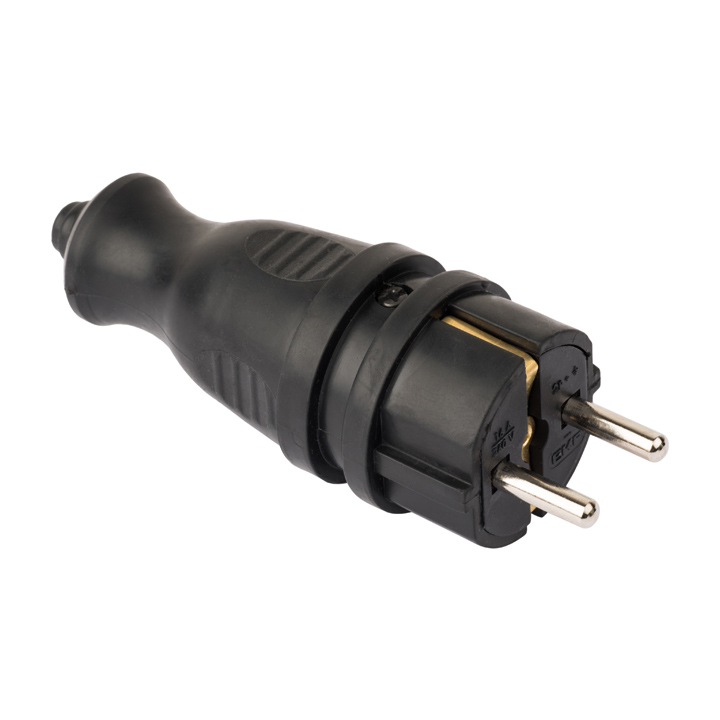 Вилка прямая EKF RPS-011, Schuko, 16А, с/з, IP44