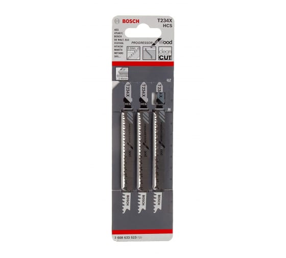 

Пилка для лобзика Bosch Т234Х L-x91мм, прямой рез, по дереву, 3шт. (2.608.633.523), Т234Х