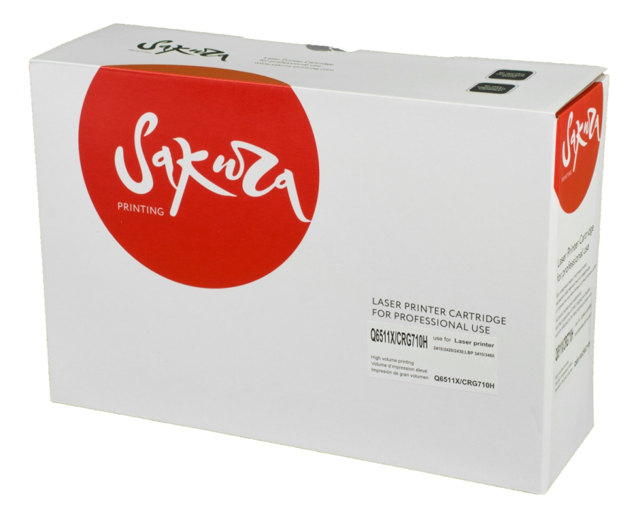 

Картридж лазерный Sakura SAQ6511X/CRG710H (Q6511x/CRG710H), черный, 12000 страниц, совместимый для LBP 3460/6280, LJ 2420/2420d/2420n/2420dn/2430/2430n/2430tn/2430dtn